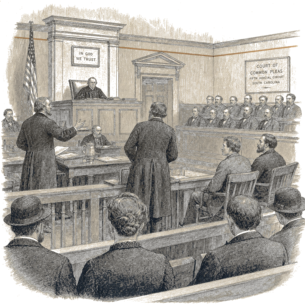Illustration accompanying article: Murder trial opens for store owner who fatally shot Black teen, 14