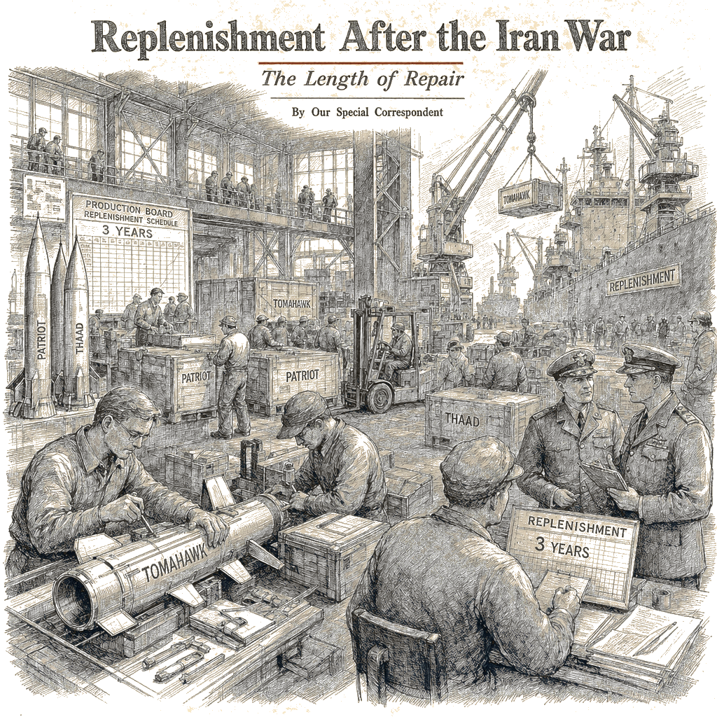 Illustration accompanying article: Years needed to replenish key US weapons used in Iran war, CSIS analysis finds