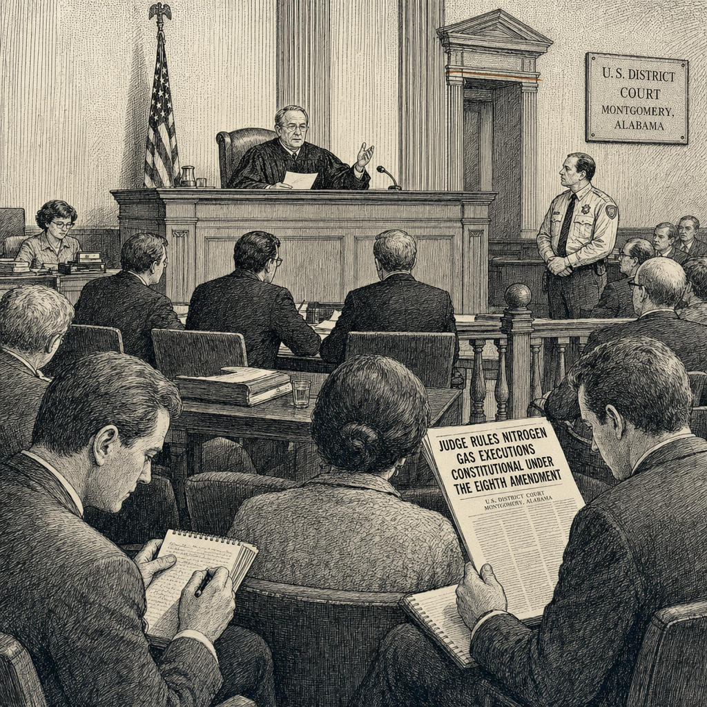 Illustration accompanying article: Federal judge rules nitrogen gas executions are constitutional