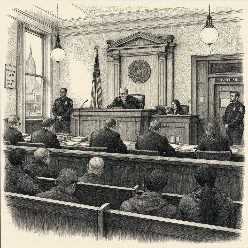 Illustration accompanying article: No one speaks for four men bludgeoned to death on New York City streets as killer…