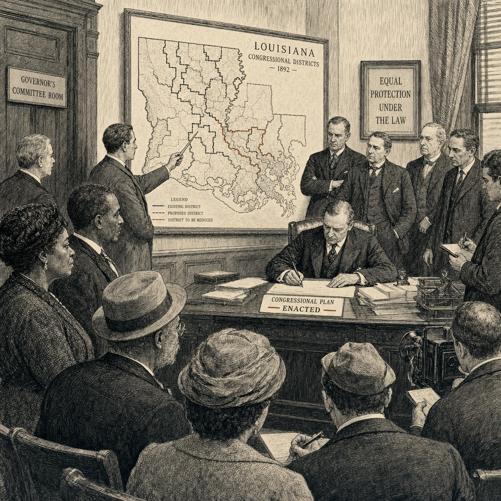 Illustration accompanying article: Louisiana enacts new congressional map cutting majority-Black district