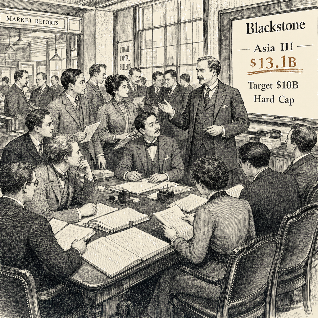 Illustration accompanying article: Blackstone closes record $13.1 billion Asia private equity fund