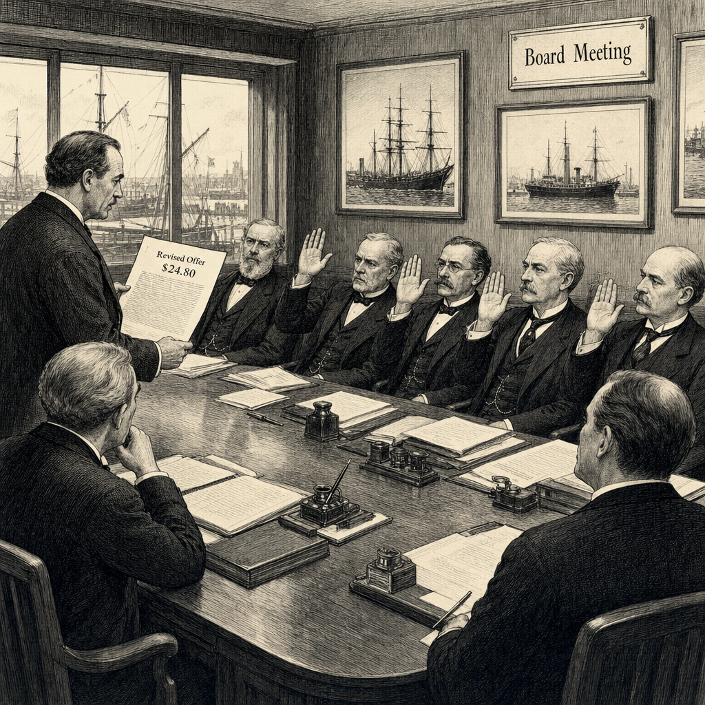 Illustration accompanying article: Genco Shipping Board Unanimously Rejects Diana Shipping's Revised Buyout Offer
