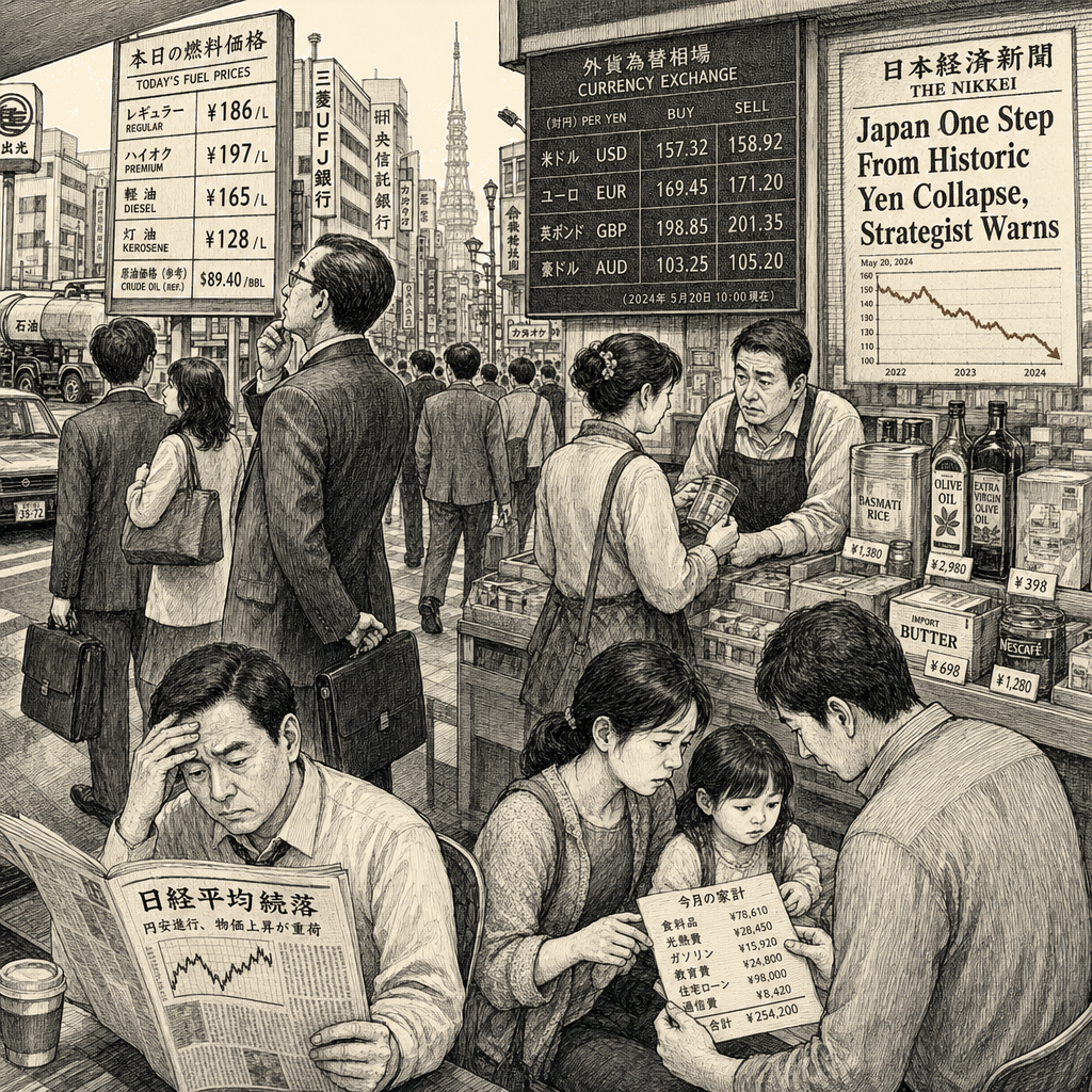 Illustration accompanying article: Japan One Step From Historic Yen Collapse, Strategist Warns