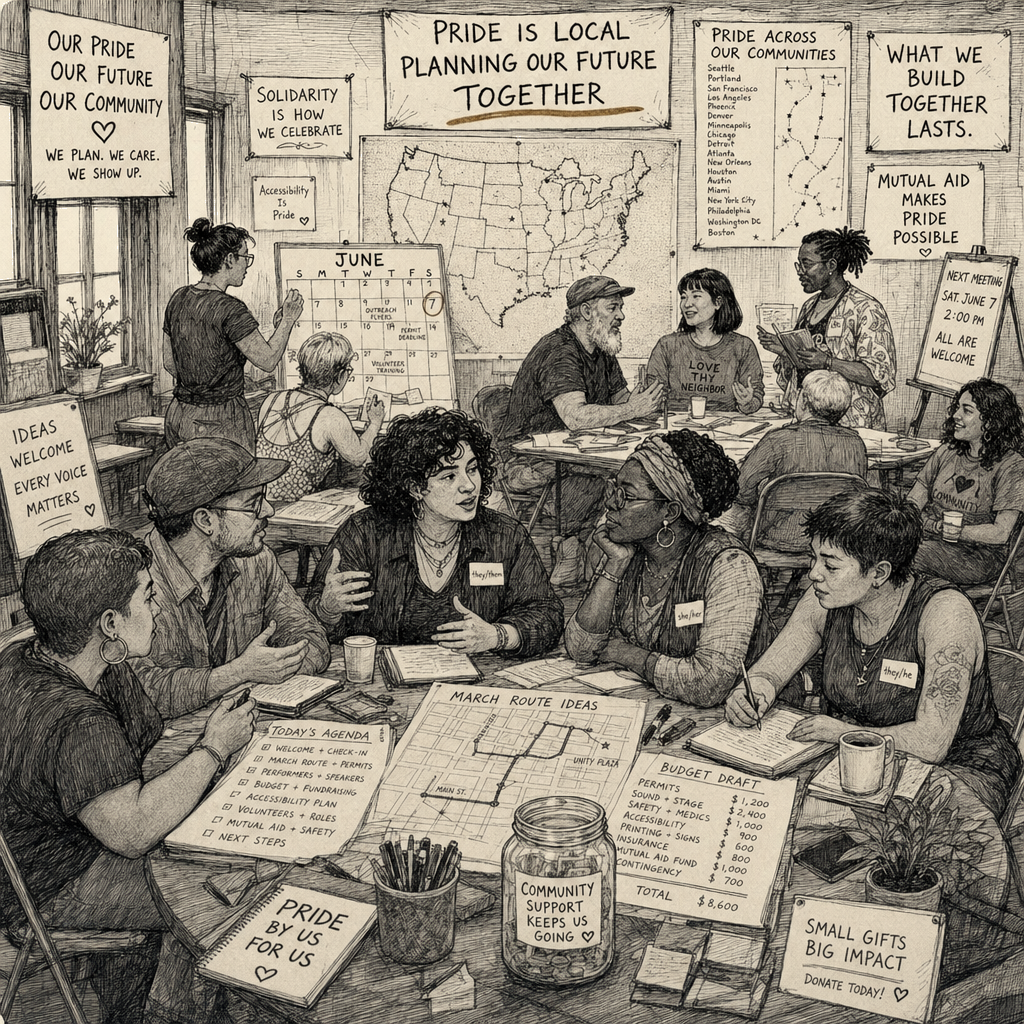Illustration accompanying article: Pride groups plan for future without biggest corporate sponsors