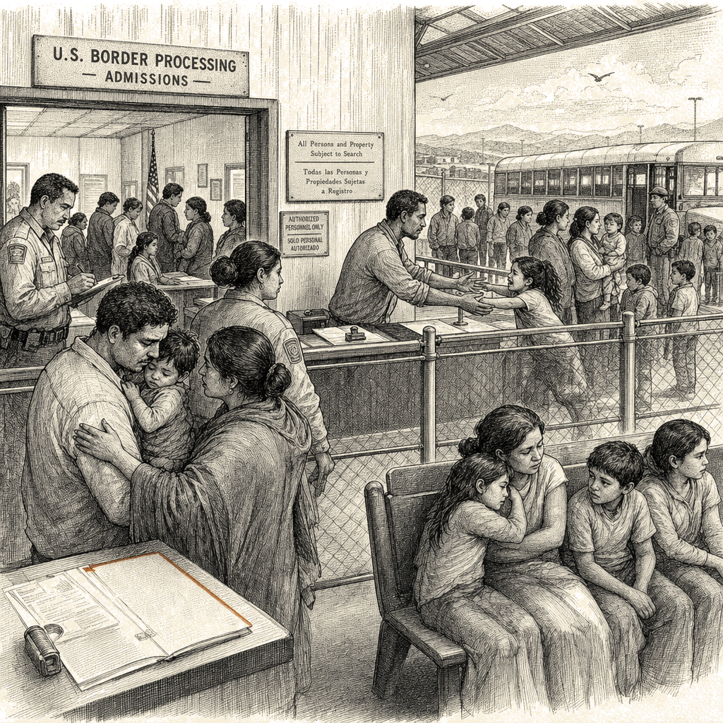 Illustration accompanying article: Dozens of children re-separated from parents despite landmark settlement