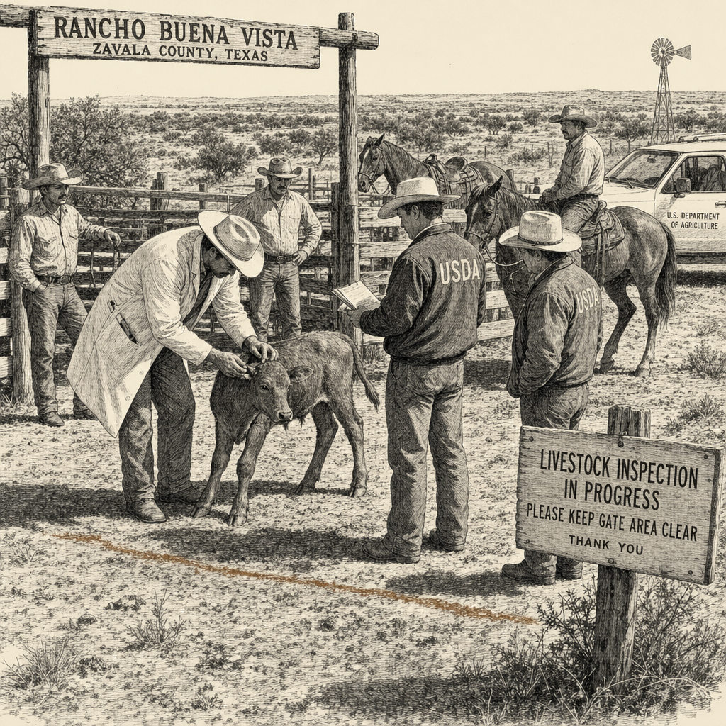 Illustration accompanying article: New World screwworm detected in Texas calf, first US livestock case since 1966