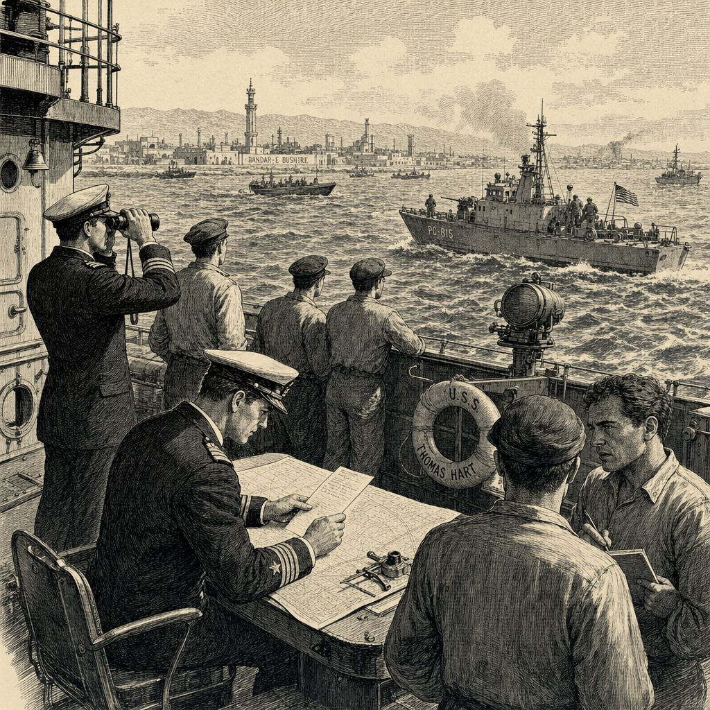 Illustration accompanying article: US, Iran exchange strikes in Gulf as fragile ceasefire frays