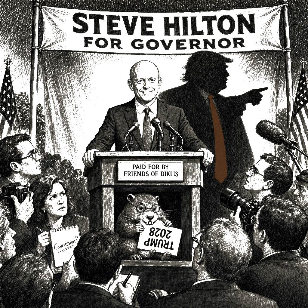 Editorial cartoon by Hector Rentier: A Tremendous, Boring, Beautiful California Masterpiece