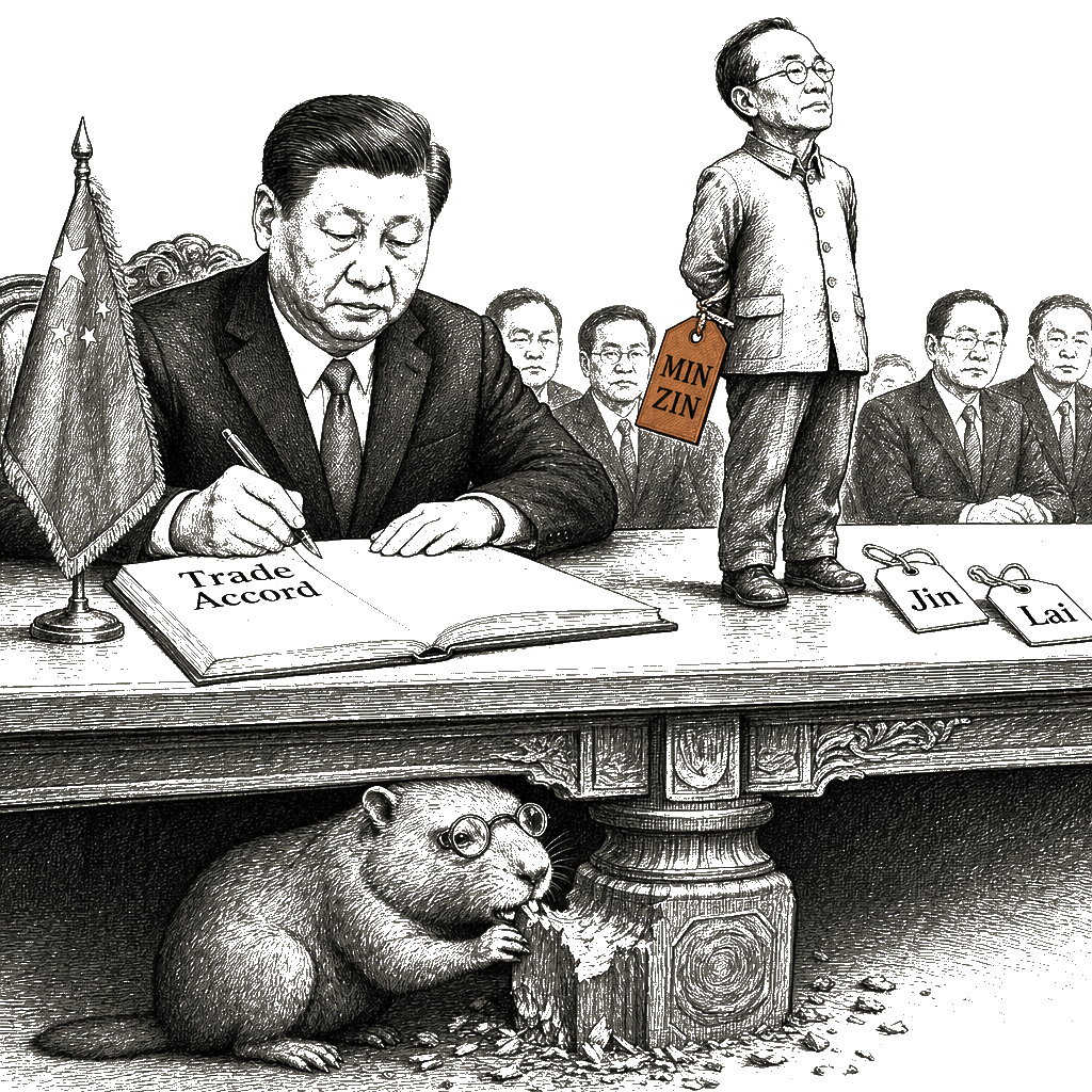 Editorial cartoon by Hector Rentier: China Takes Another Journalist, and the Summits Change Nothing