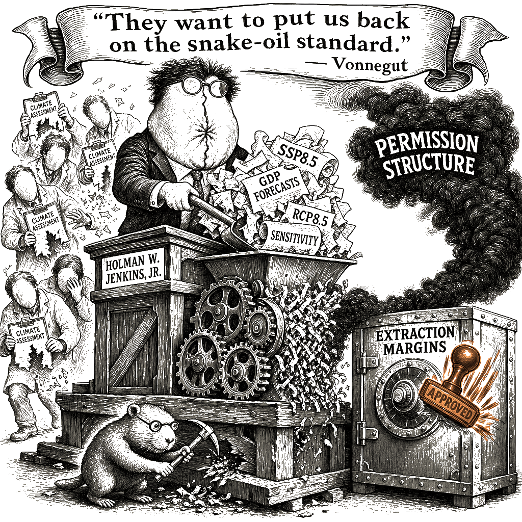 Editorial cartoon by Hector Rentier: Deconstructing the Rhetorical Architecture of the Jenkins Climate Column