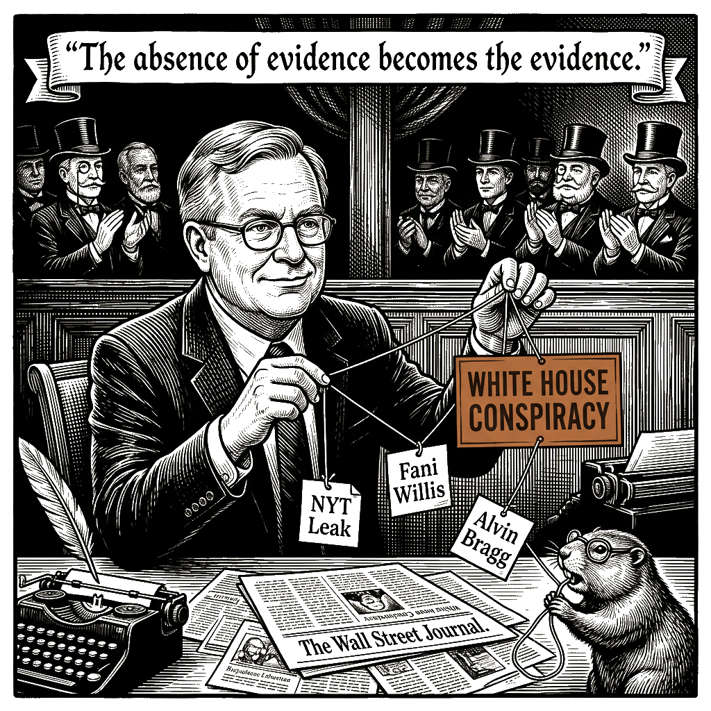Editorial cartoon by Hector Rentier: Jenkins Engineers a Conspiracy to Salvage the Donor Class
