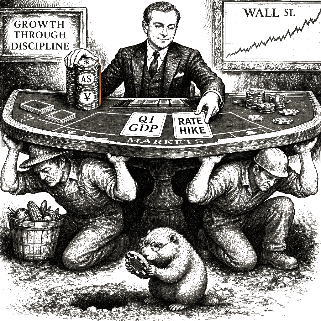 Editorial cartoon by Hector Rentier: The Australian Dollar Is Just Another Token in the Global Casino