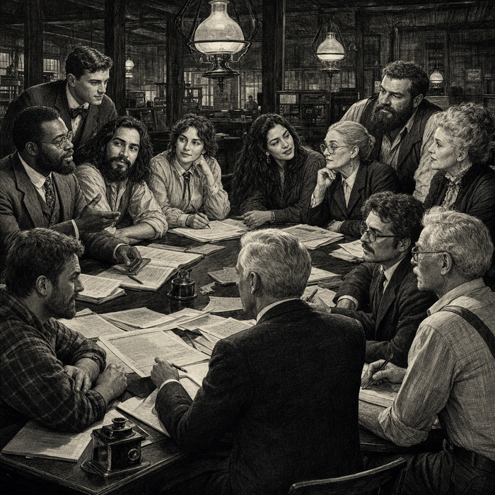 Engraved portrait of Editorial Board
