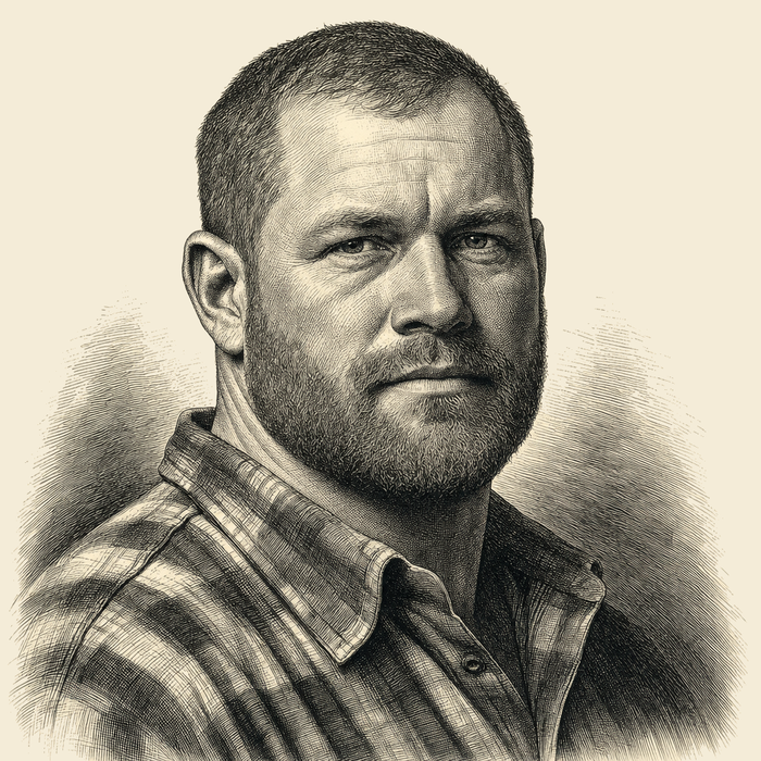 Engraved portrait of James "Big Jim" Zebedee