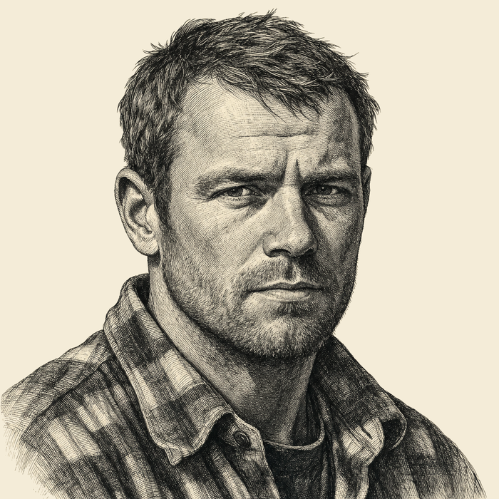 Engraved portrait of Mark Paulson